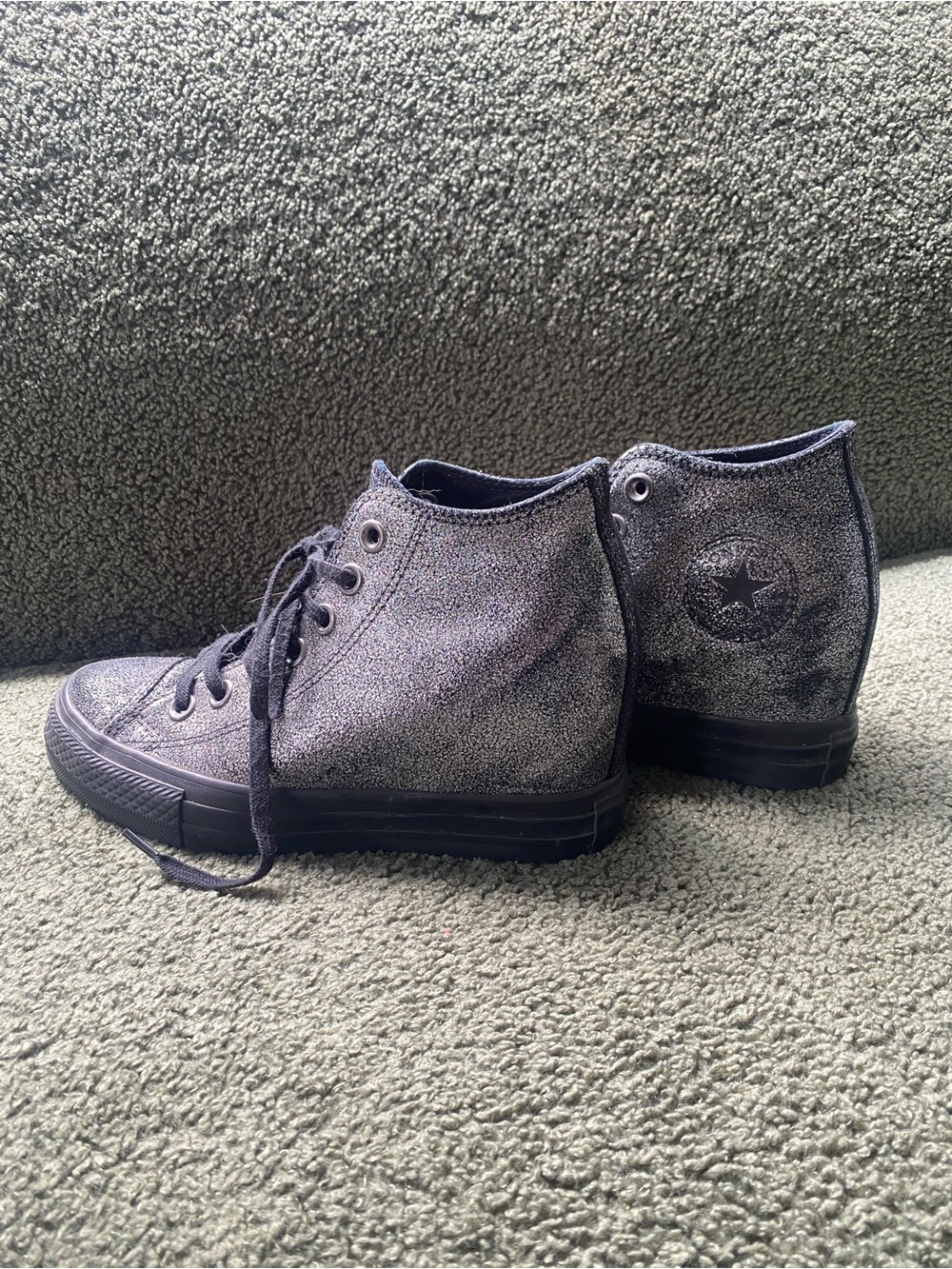 Converse High-Top Sneakers in Metallic Charcoal Glitter